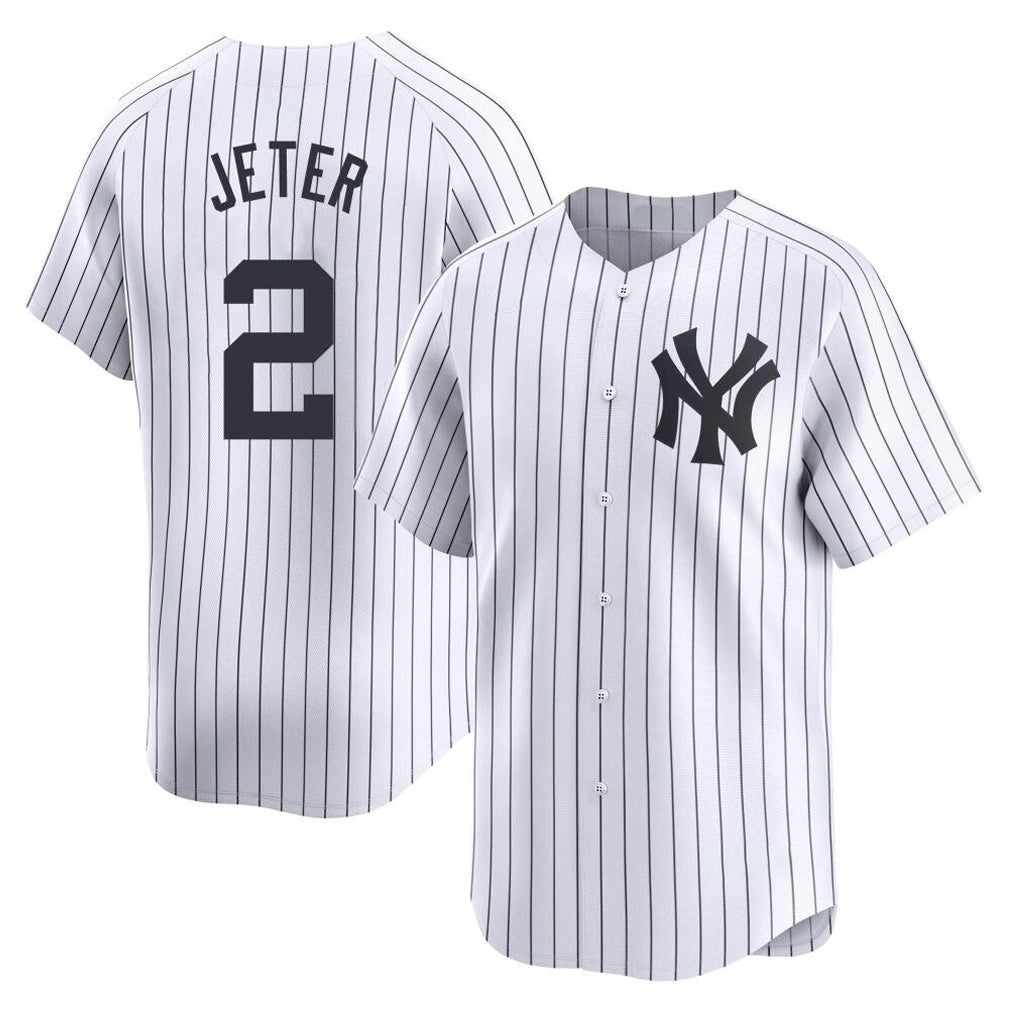 Choea NY.Yankees #2 Derek Jeter Player White Limited Home Stitched Jerseys