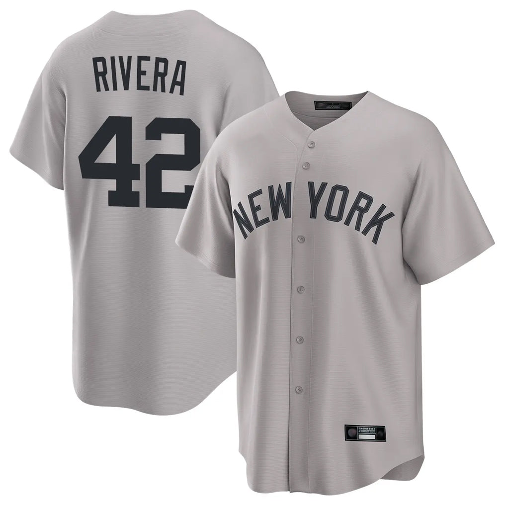 Choea NY.Yankees #42 Mariano Rivera Player Gray Game Home Stitched Jerseys