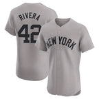 Choea NY.Yankees #42 Mariano Rivera Player Gray Limited Elite Home Stitched Jerseys