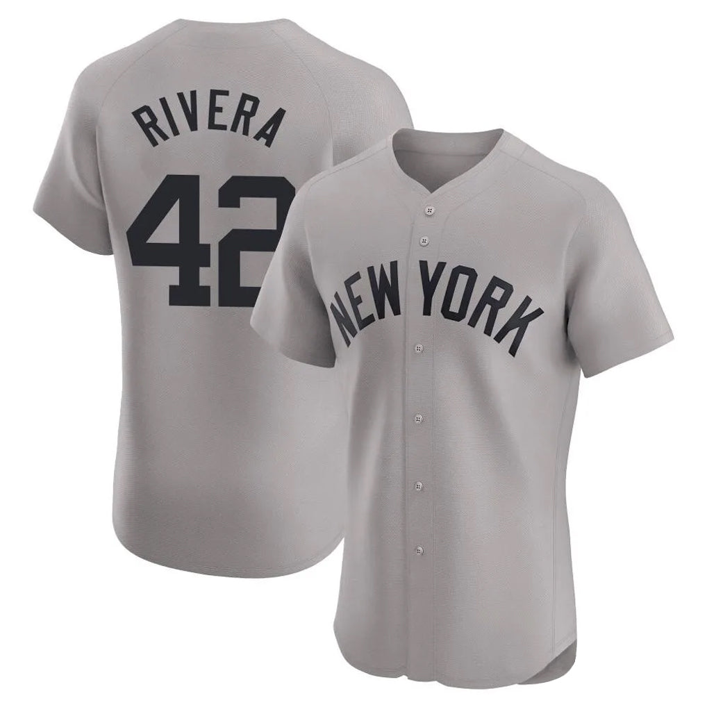 Choea NY.Yankees #42 Mariano Rivera Player Gray Limited Elite Home Stitched Jerseys