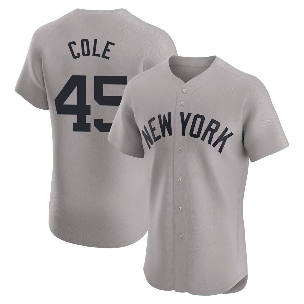 Choea NY.Yankees #45 Gerrit Cole Player Gray Limited Elite Home Stitched Jerseys