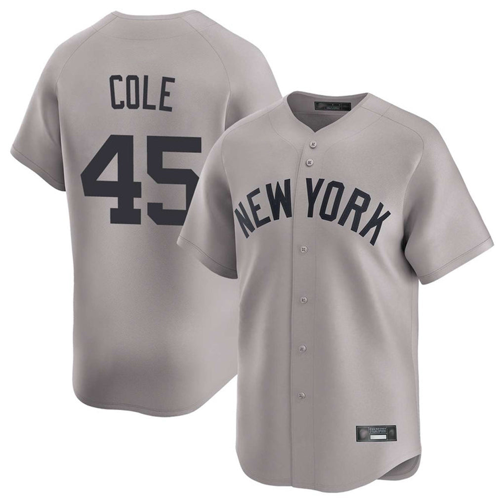 Choea NY.Yankees #45 Gerrit Cole Player Gray Limited Home Stitched Jerseys