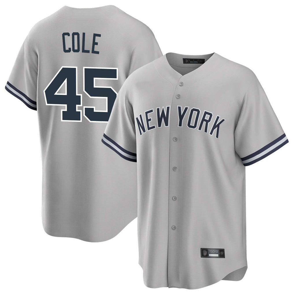 Choea NY.Yankees #45 Gerrit Cole Player Gray Road Game Stitched Jerseys