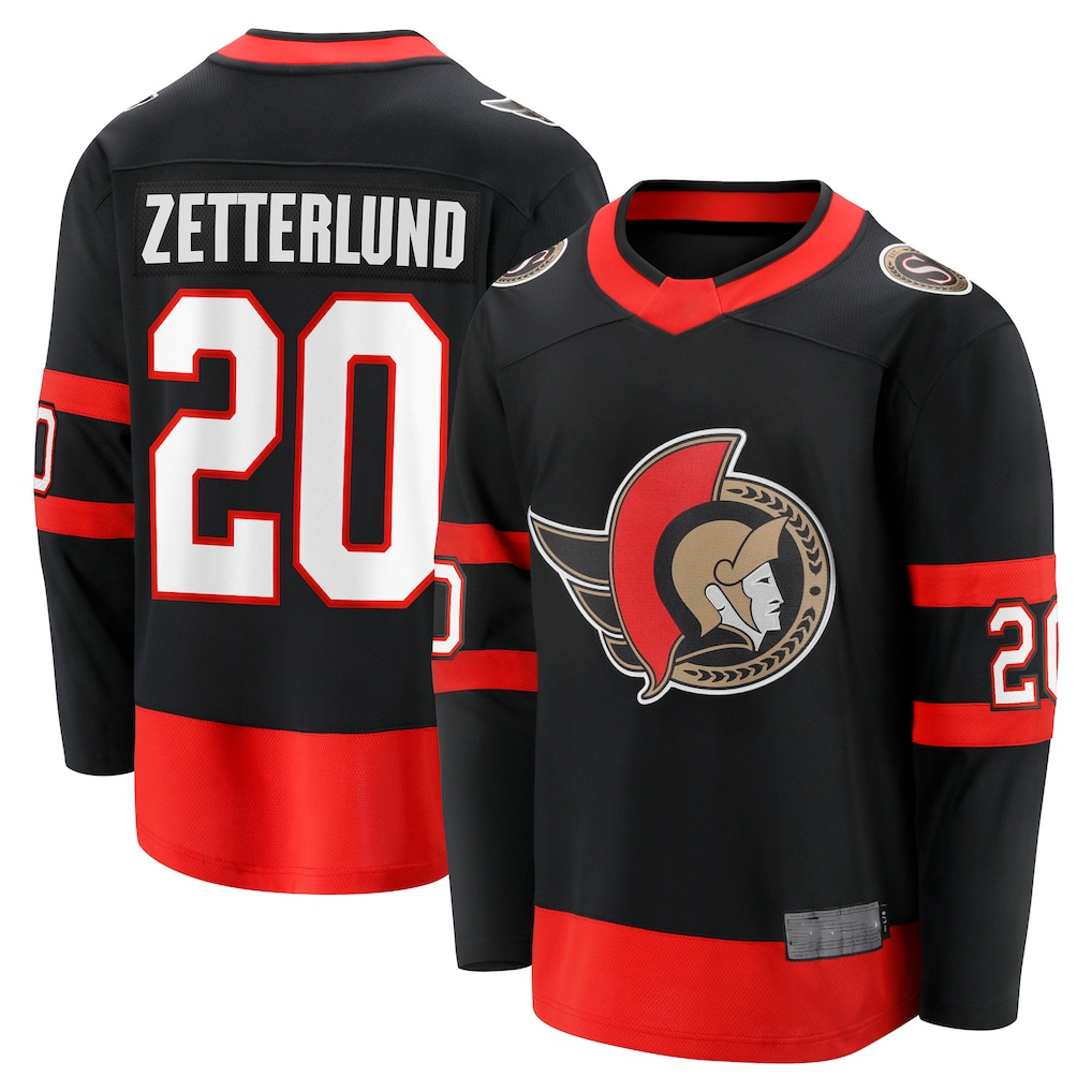 Choea O.Senators #20 Fabian Zetterlund Black Home Breakaway Jerseys