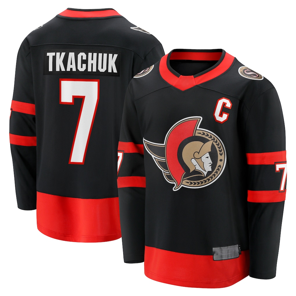 Choea O.Senators #7 Brady Tkachuk Black Home Breakaway Jerseys