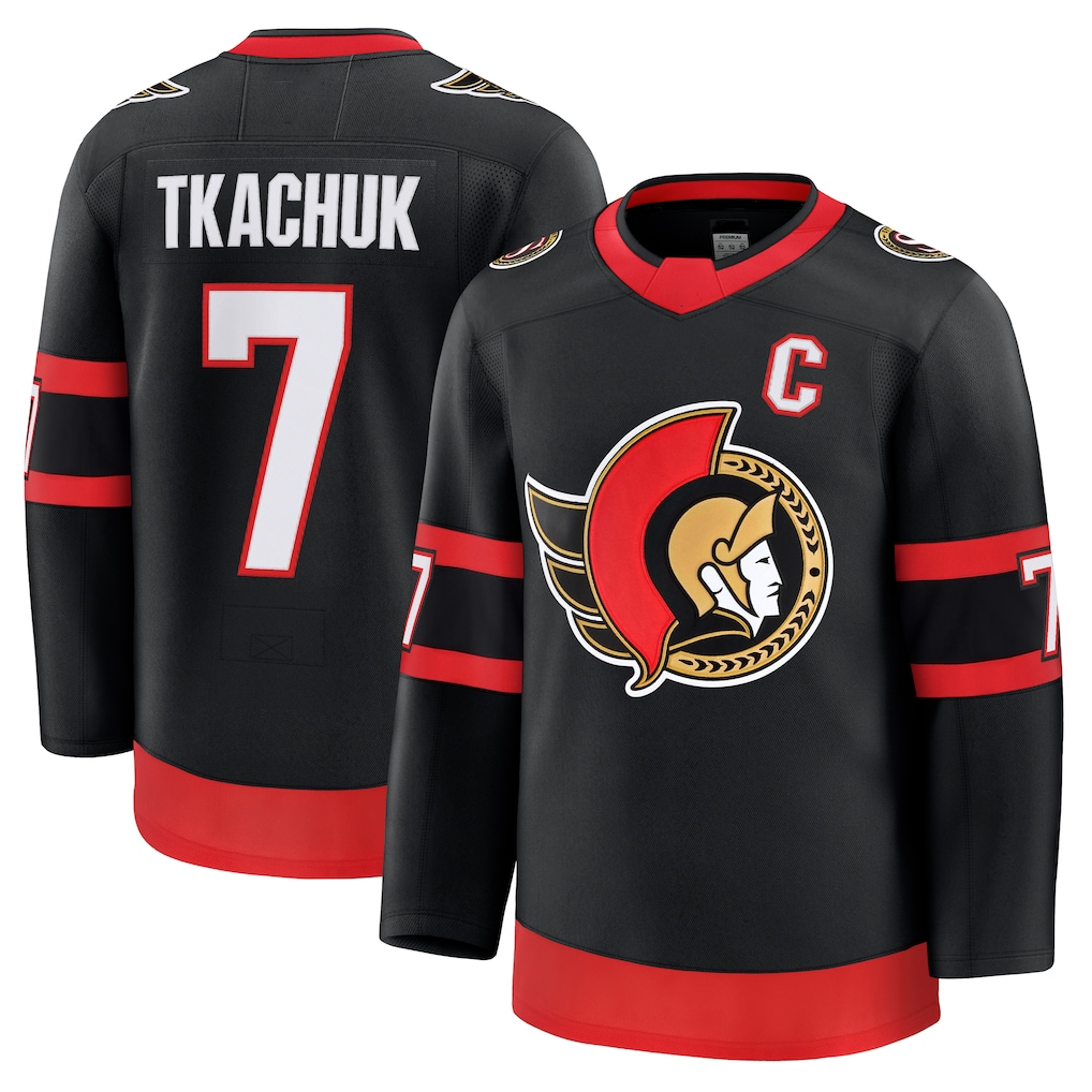 Choea O.Senators #7 Brady Tkachuk Black Home Premium Jerseys