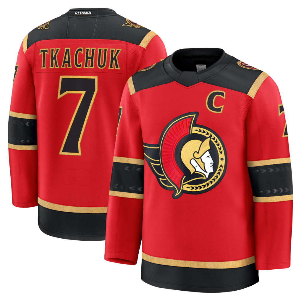 Choea O.Senators #7 Brady Tkachuk Red Alternate Premium Jerseys