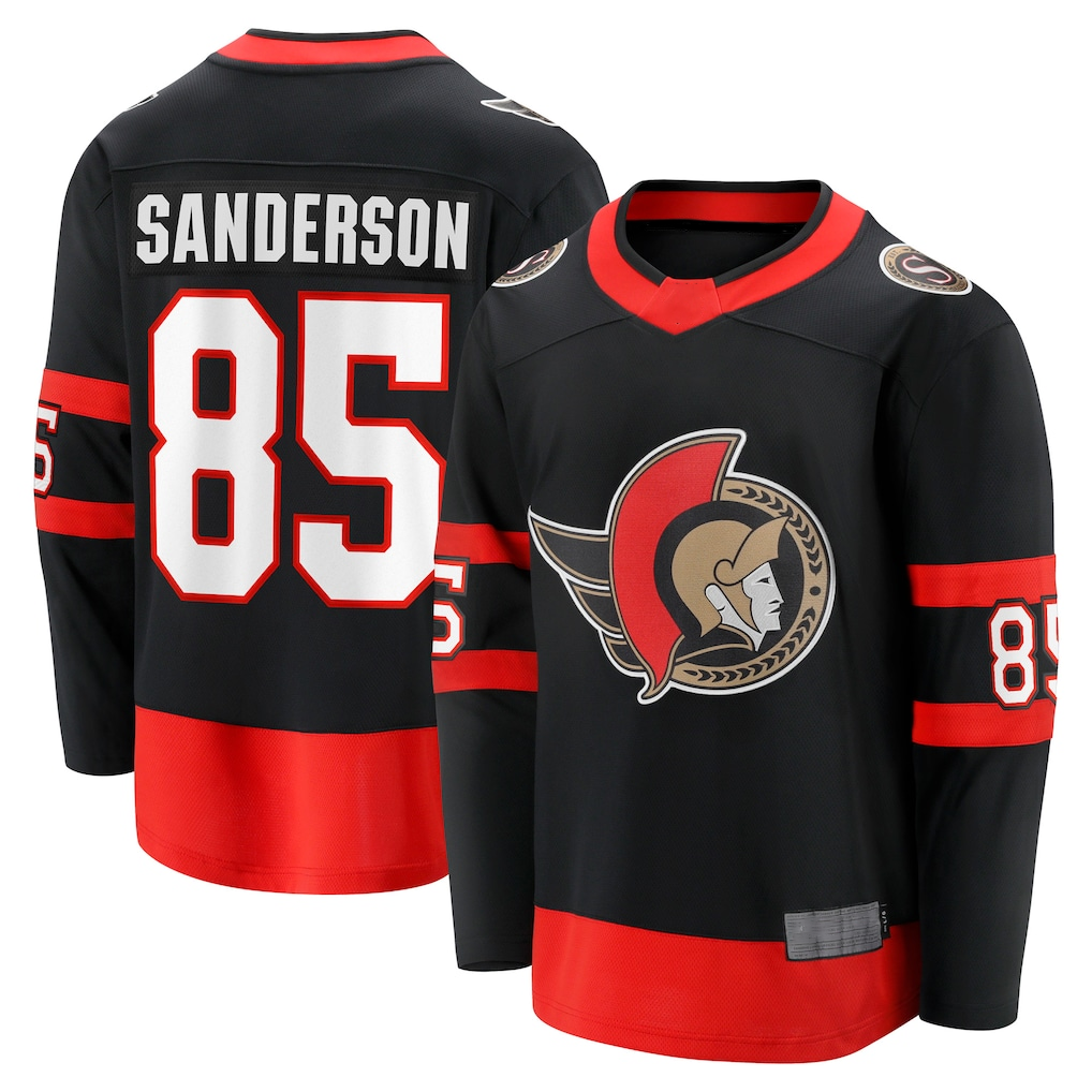 Choea O.Senators #85 Jake Sanderson Black Home Breakaway Jerseys