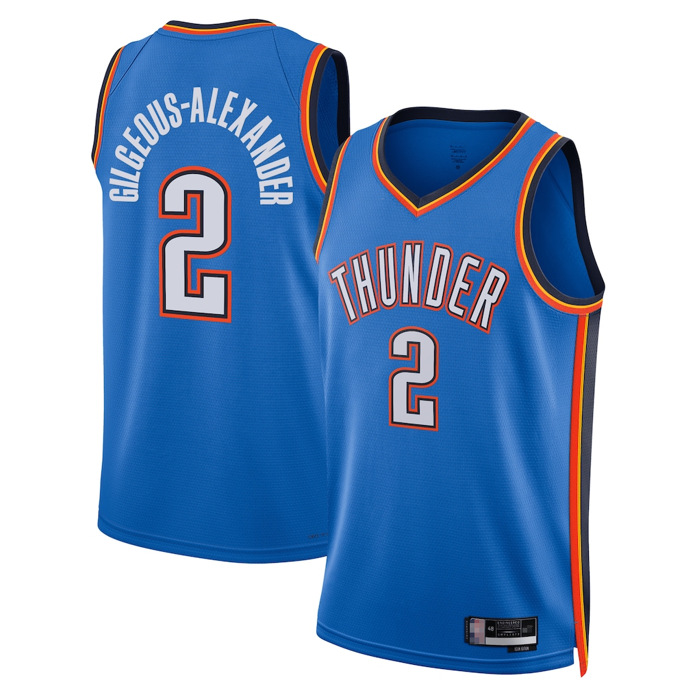 Choea OC.Thunder #2 Shai Gilgeous-Alexander Blue Badge Swingman Replica Stitched Jerseys- Icon Edition
