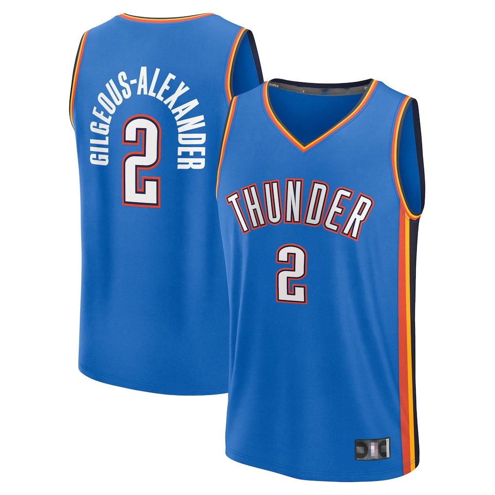 Choea OC.Thunder #2 Shai Gilgeous-Alexander Blue Big & Tall Fast Break Stitched Jerseys- Icon Edition