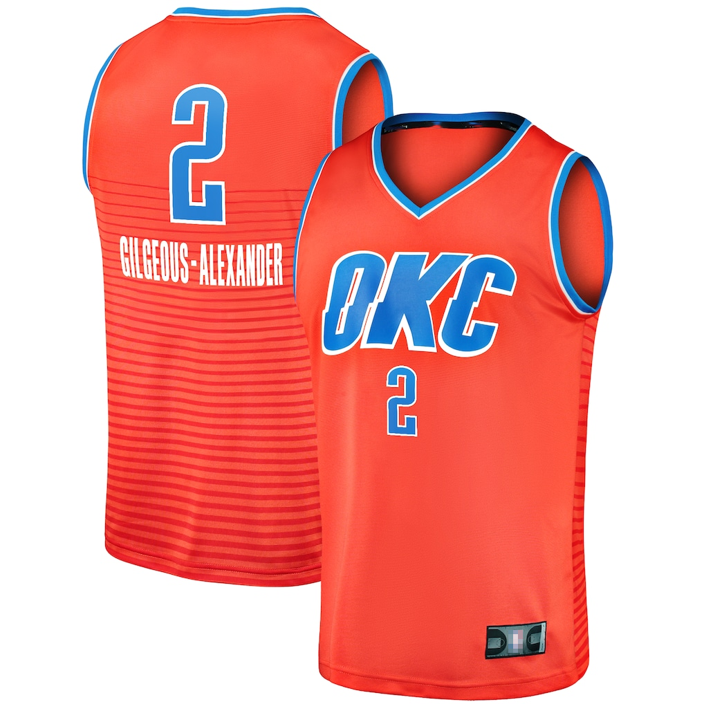 Choea OC.Thunder #2 Shai Gilgeous-Alexander Orange Fast Break Player Stitched Jerseys - Statement Edition