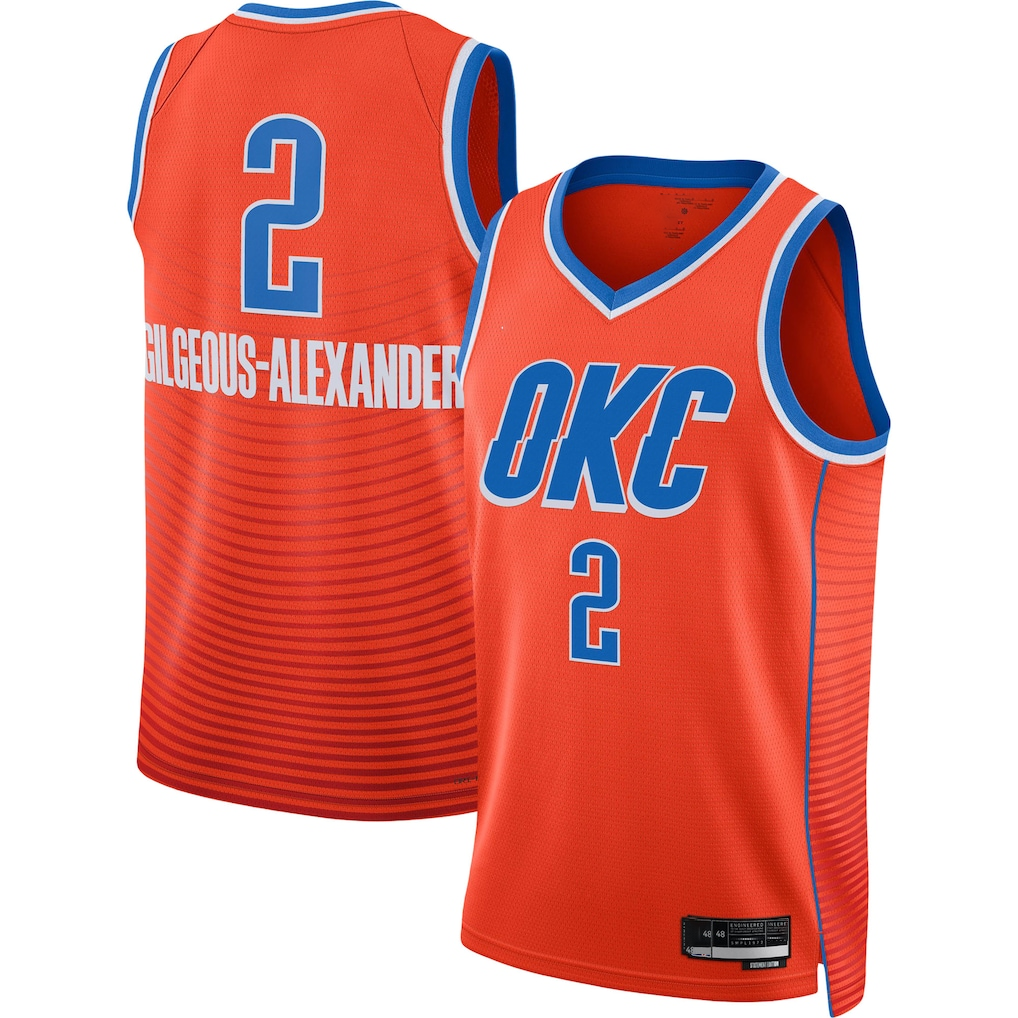 Choea OC.Thunder #2 Shai Gilgeous-Alexander Orange Swingman Stitched Jerseys - Statement Edition