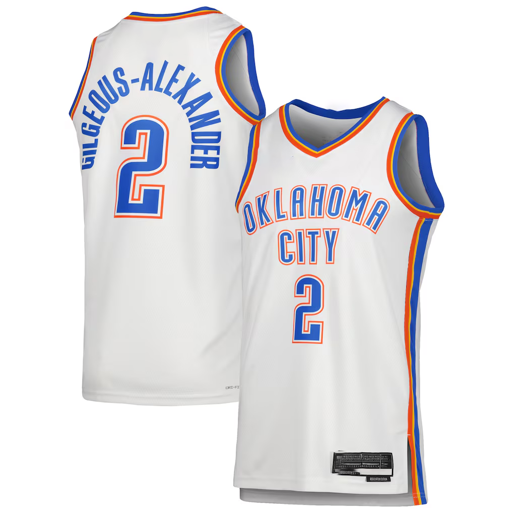 Choea OC.Thunder #2 Shai Gilgeous-Alexander White Swingman Stitched Jerseys - Association Edition