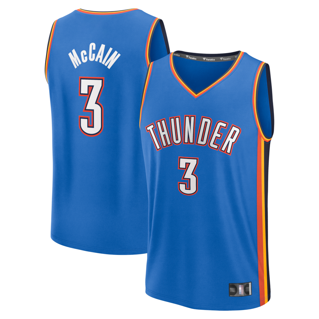 Choea OC.Thunder #3 Jared McCain Blue Fast Break Replica Stitched Jerseys - Icon Edition