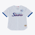 Choea P.76ers Mitchell & Ness White Head Coach Pinstripe Mesh Full-Button Baseball Jerseys