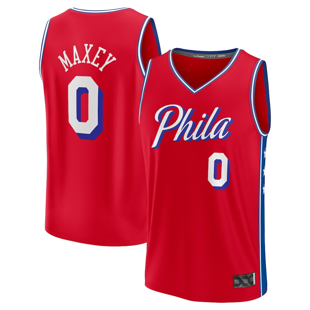 Choea P.76ers #0 Tyrese Maxey Red Fast Break Replica Player Jerseys - Statement Edition