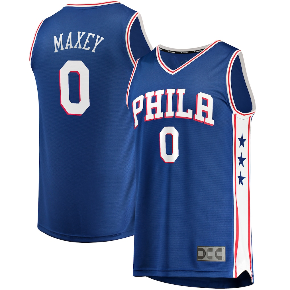 Choea P.76ers #0 Tyrese Maxey  Royal Fast Break Replica Jerseys - Icon Edition