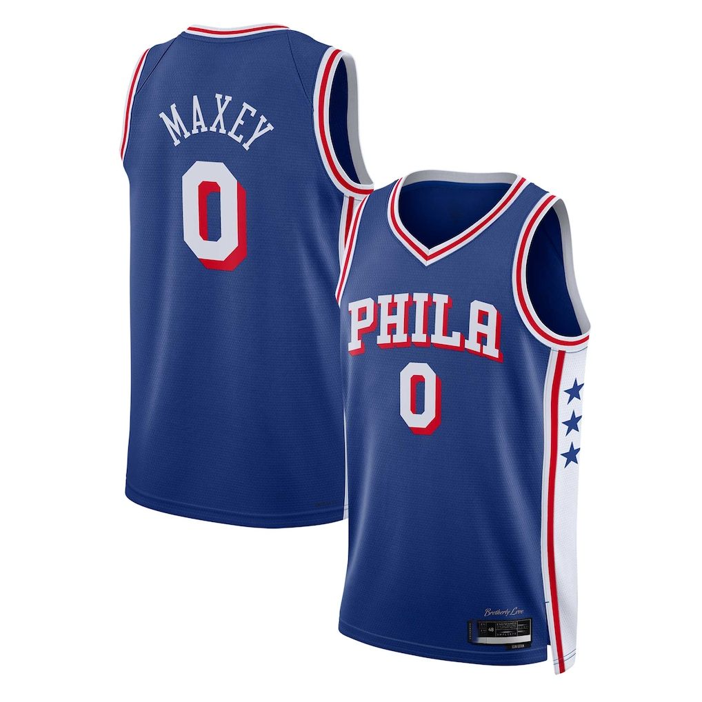 Choea P.76ers #0 Tyrese Maxey Royal Swingman Jerseys - Icon Edition