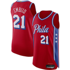 Choea P.76ers #21 Joel Embiid Jordan Brand Red Authentic Player Jerseys - Statement Edition