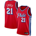 Choea P.76ers #21 Joel Embiid Jordan Brand Red Swingman Jerseys - Statement Edition