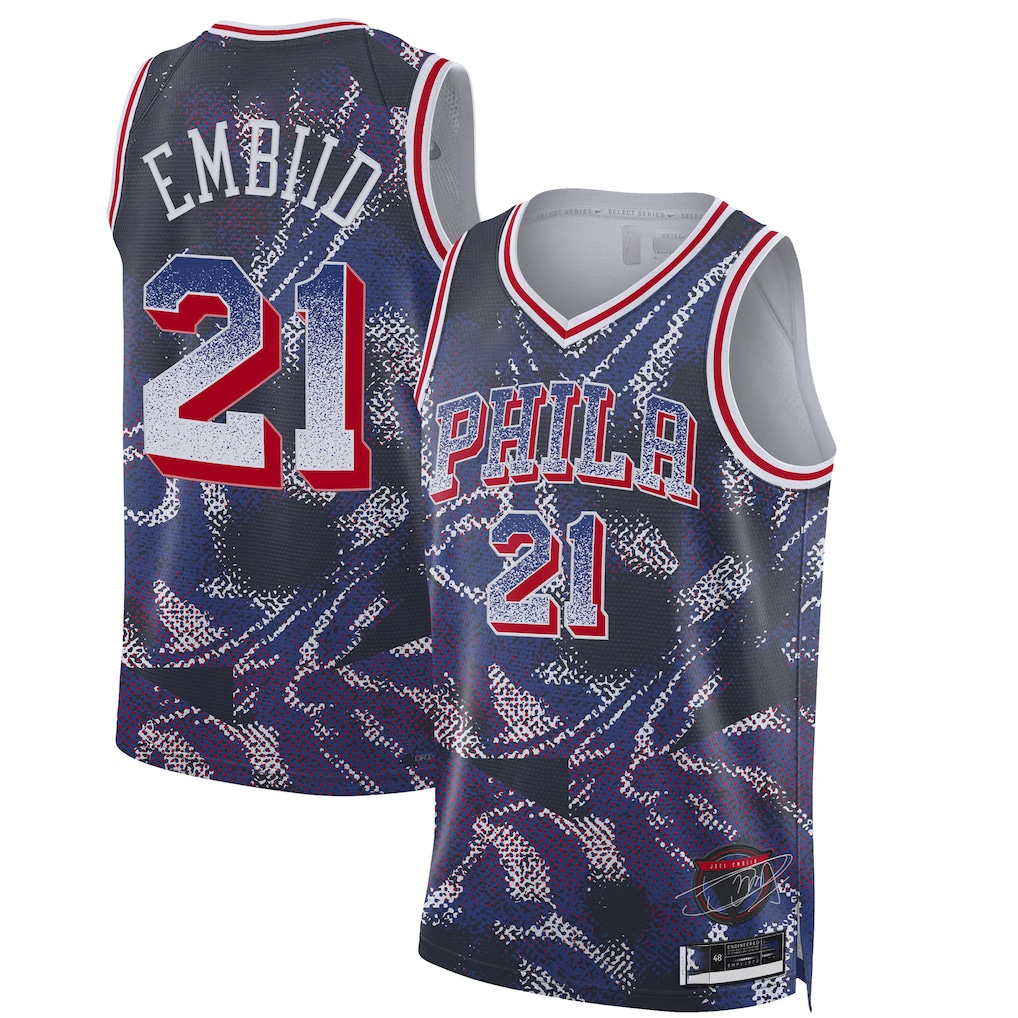Choea P.76ers #21 Joel Embiid Navy 2025 Select Series Swingman Player Jerseys
