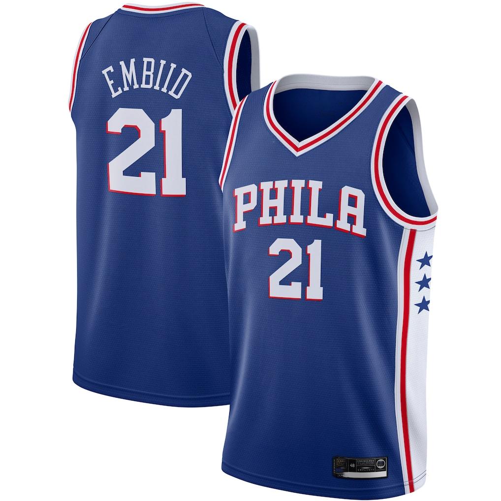Choea P.76ers #21 Joel Embiid Royal 2019-2020 Swingman Jerseys - Icon Edition