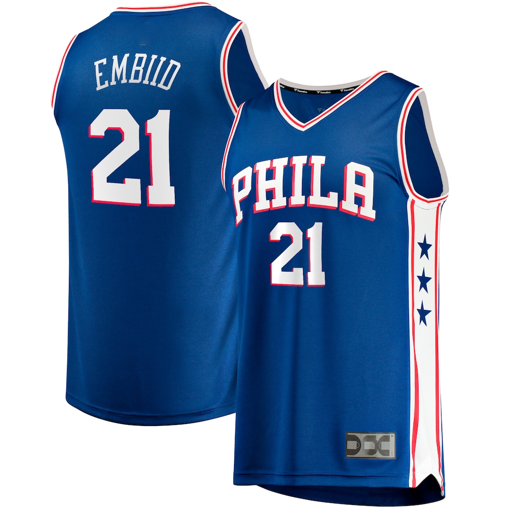 Choea P.76ers #21 Joel Embiid  Royal Big & Tall Fast Break Player Jerseys - Icon Edition