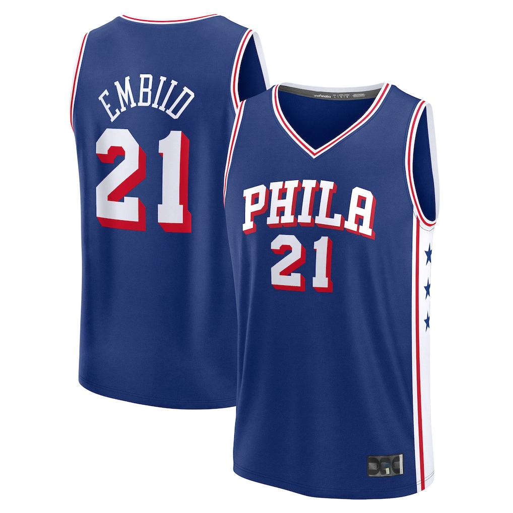 Choea P.76ers #21 Joel Embiid  White Fast Break Replica Jerseys - Association Edition