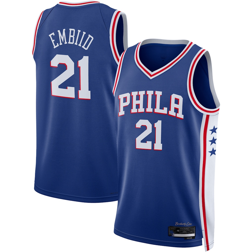 Choea P.76ers #21 Joel Embiid Royal Swingman Jerseys - Icon Edition