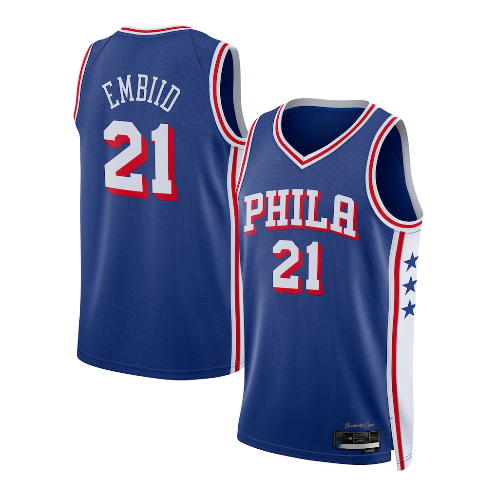 Choea P.76ers #21 Joel Embiid Royal Swingman Jerseys - Icon Edition