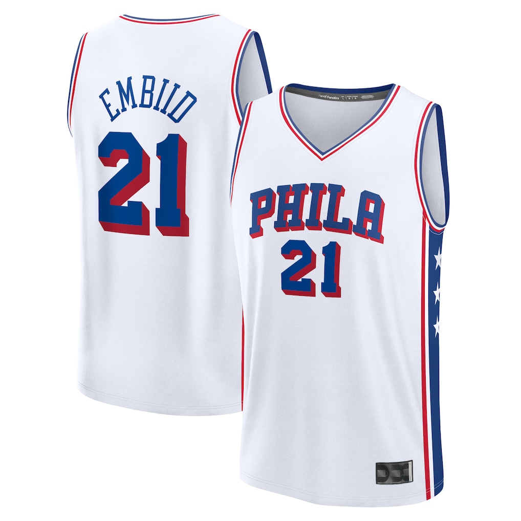Choea P.76ers #21 Joel Embiid White Fast Break Replica Player Jerseys - Association Edition