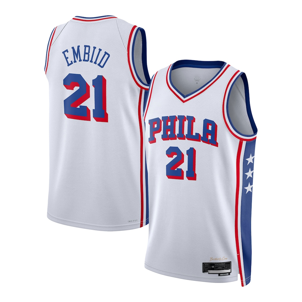 Choea P.76ers #21 Joel Embiid White Swingman Jerseys - Association Edition