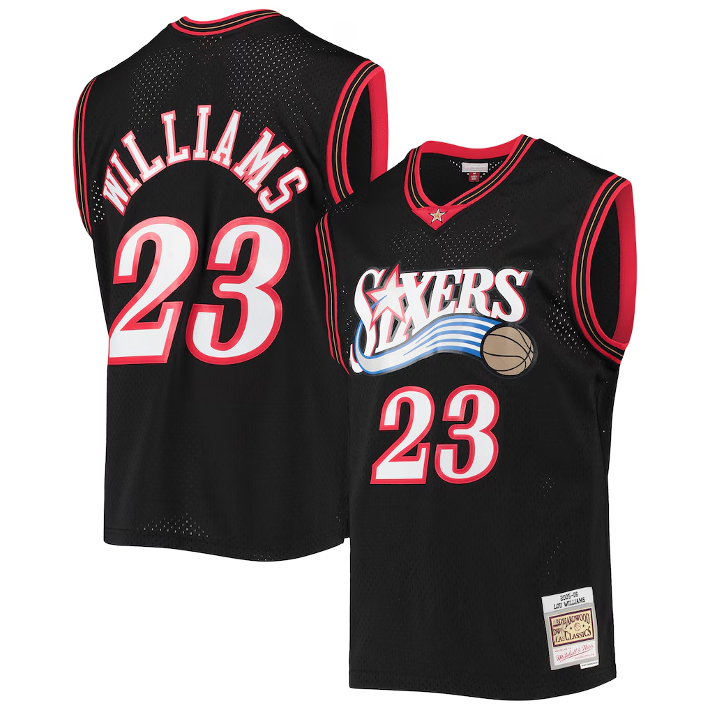 Choea P.76ers #23 Lou Williams Mitchell & Ness Black 2005-06 Hardwood Classics Swingman Jerseys