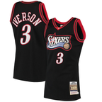 Choea P.76ers #3 Allen Iverson Mitchell & Ness Black 1997-98 Hardwood Classics Authentic Jerseys