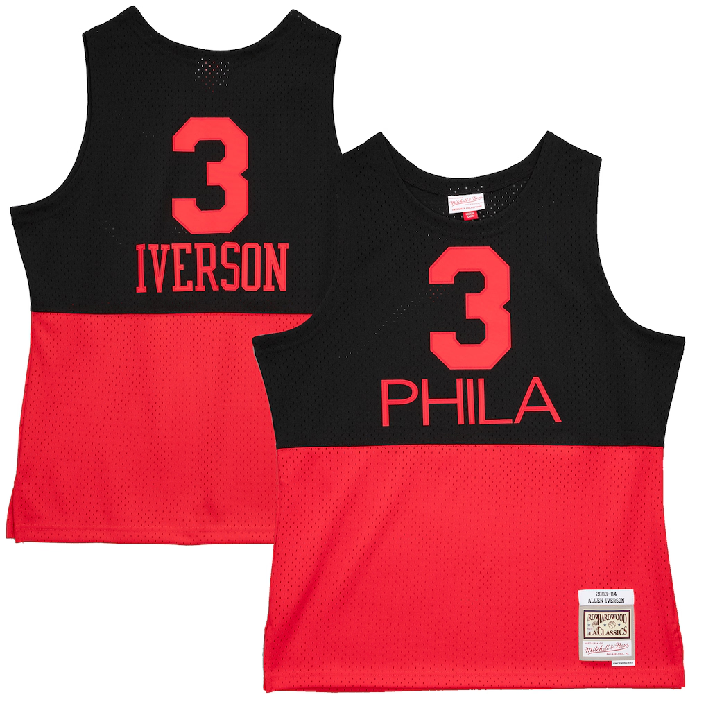 Choea P.76ers #3 Allen Iverson Mitchell & Ness Black 2003-04 Hardwood Classics Reload 2.0 Swingman Jerseys
