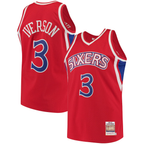Choea P.76ers #3 Allen Iverson Mitchell & Ness Red 199697 Hardwood Classics Authentic Jerseys