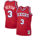 Choea P.76ers #3 Allen Iverson Mitchell & Ness Red 2002-03 Hardwood Classics Swingman Jerseys