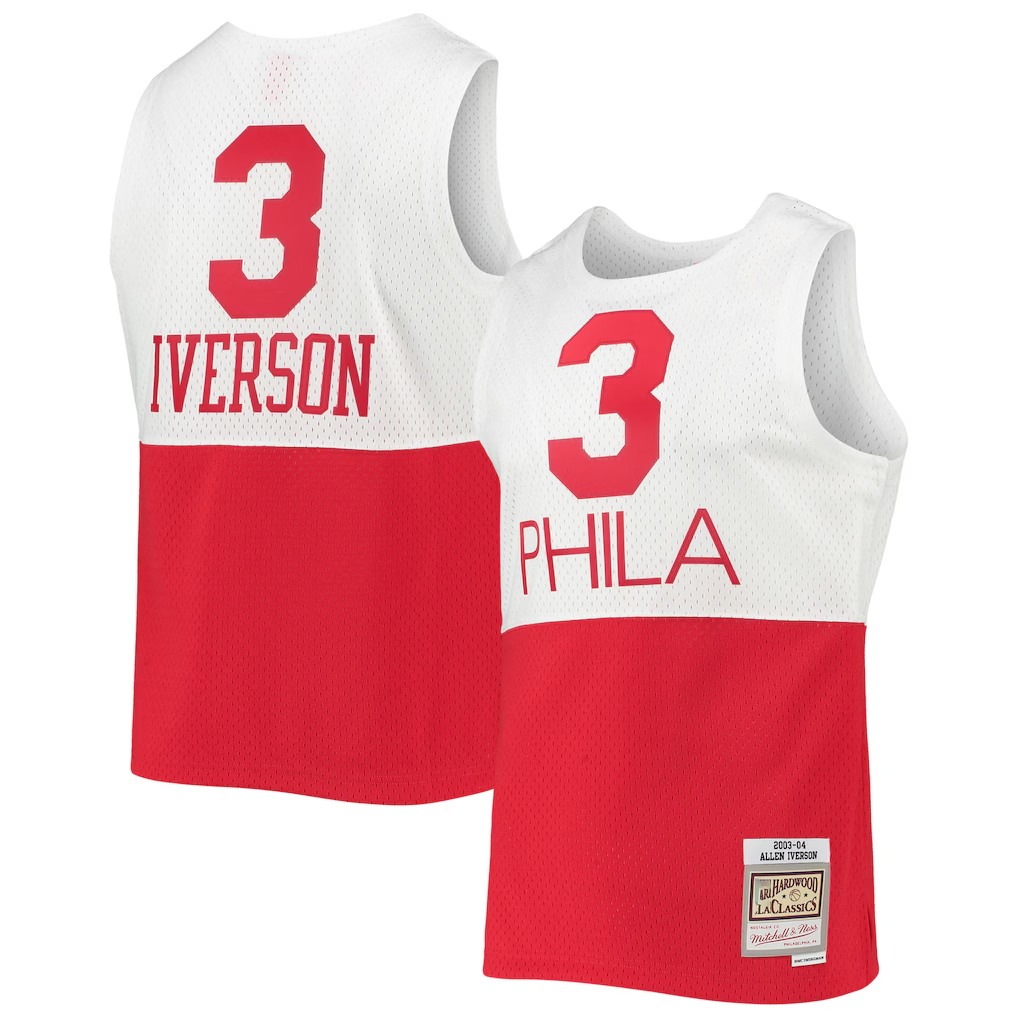 Choea P.76ers #3 Allen Iverson Mitchell & Ness White 2003-2004 Hardwood Classics Swingman Jerseys