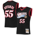 Choea P.76ers #55 Dikembe Mutombo Mitchell & Ness Black Hardwood Classics Swingman Jerseys