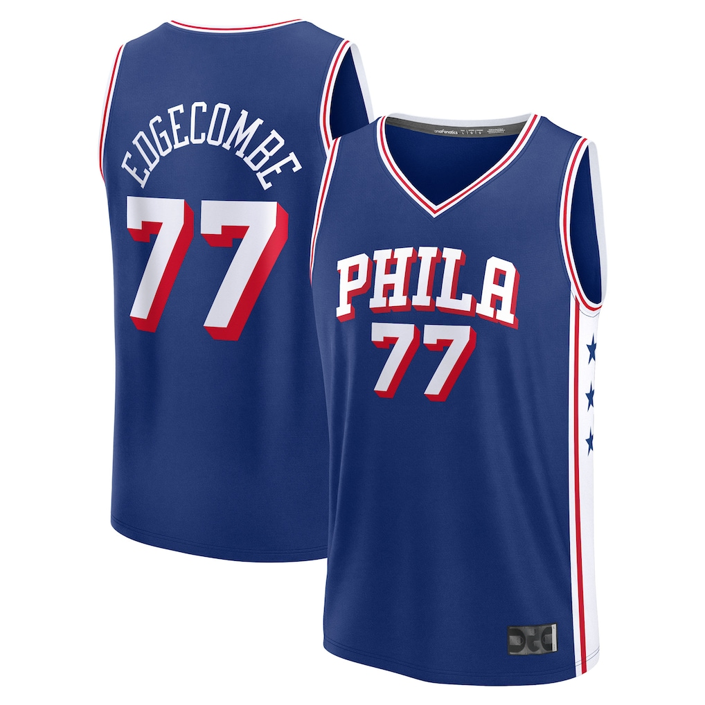 Choea P.76ers #77 V. J. Edgecombe Royal 2025 Draft First Round Pick Fast Break Replica Jerseys - Icon Edition