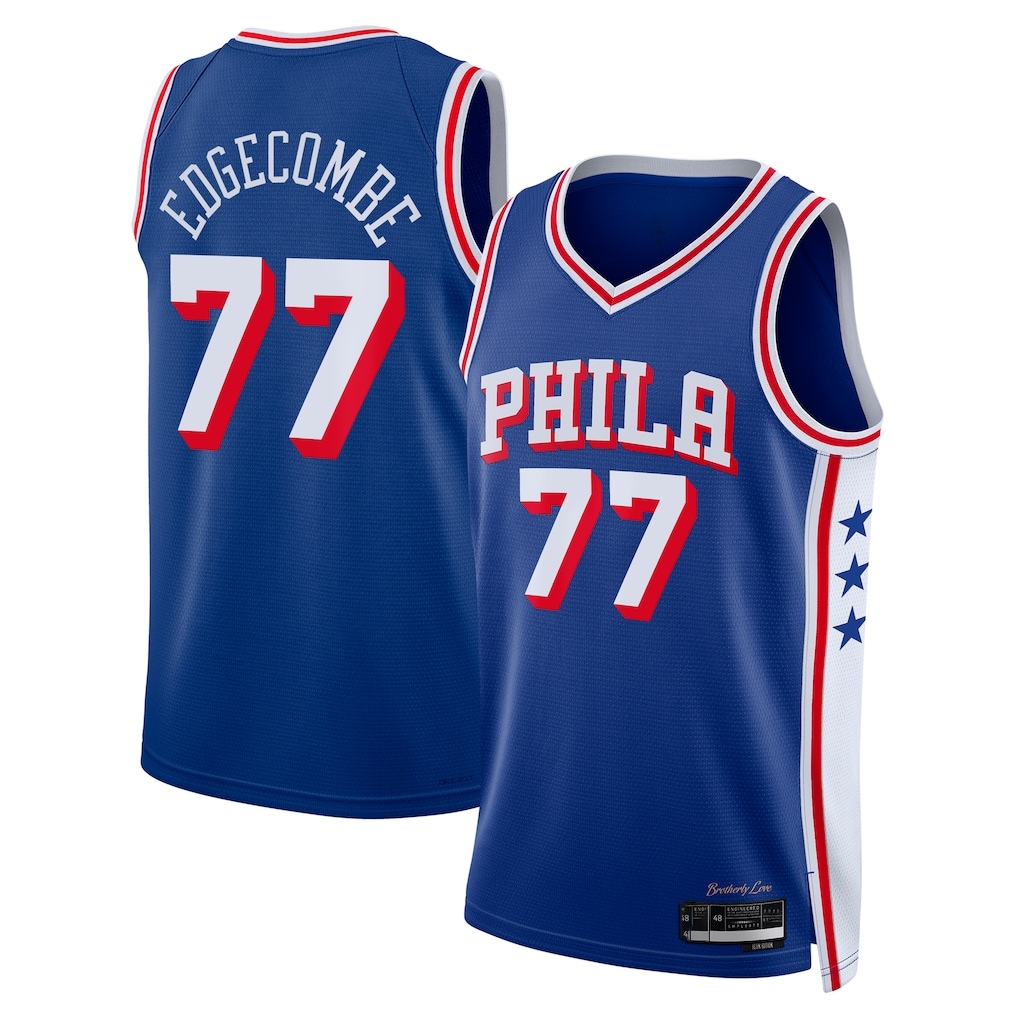 Choea P.76ers #77 V. J. Edgecombe Royal 2025 Draft First Round Pick Swingman Jerseys - Icon Edition
