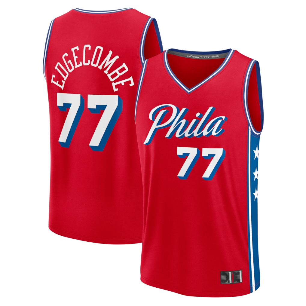 Choea P.76ers #77 VJ Edgecombe Red Fast Break Replica Player Jerseys - Statement Edition