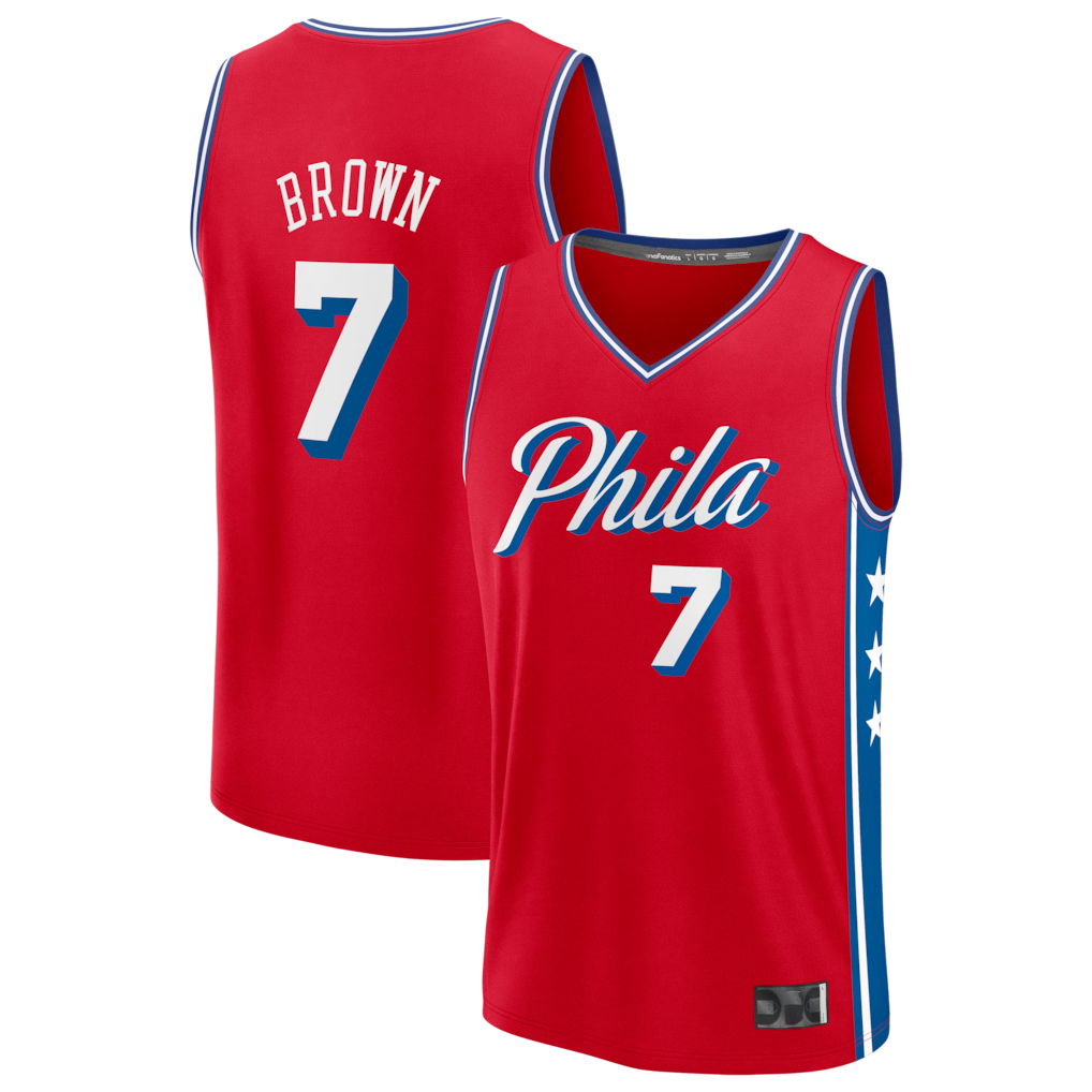 Choea P.76ers #7 Jaylen Brown Red Fast Break Jerseys - Statement Edition