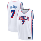Choea P.76ers #7 Jaylen Brown White Fast Break Jerseys - Association Edition