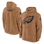 Choea P.Eagles Brown Salute to Service Pullover Hoodies Limited Game Blank Player Stitched Jerseys