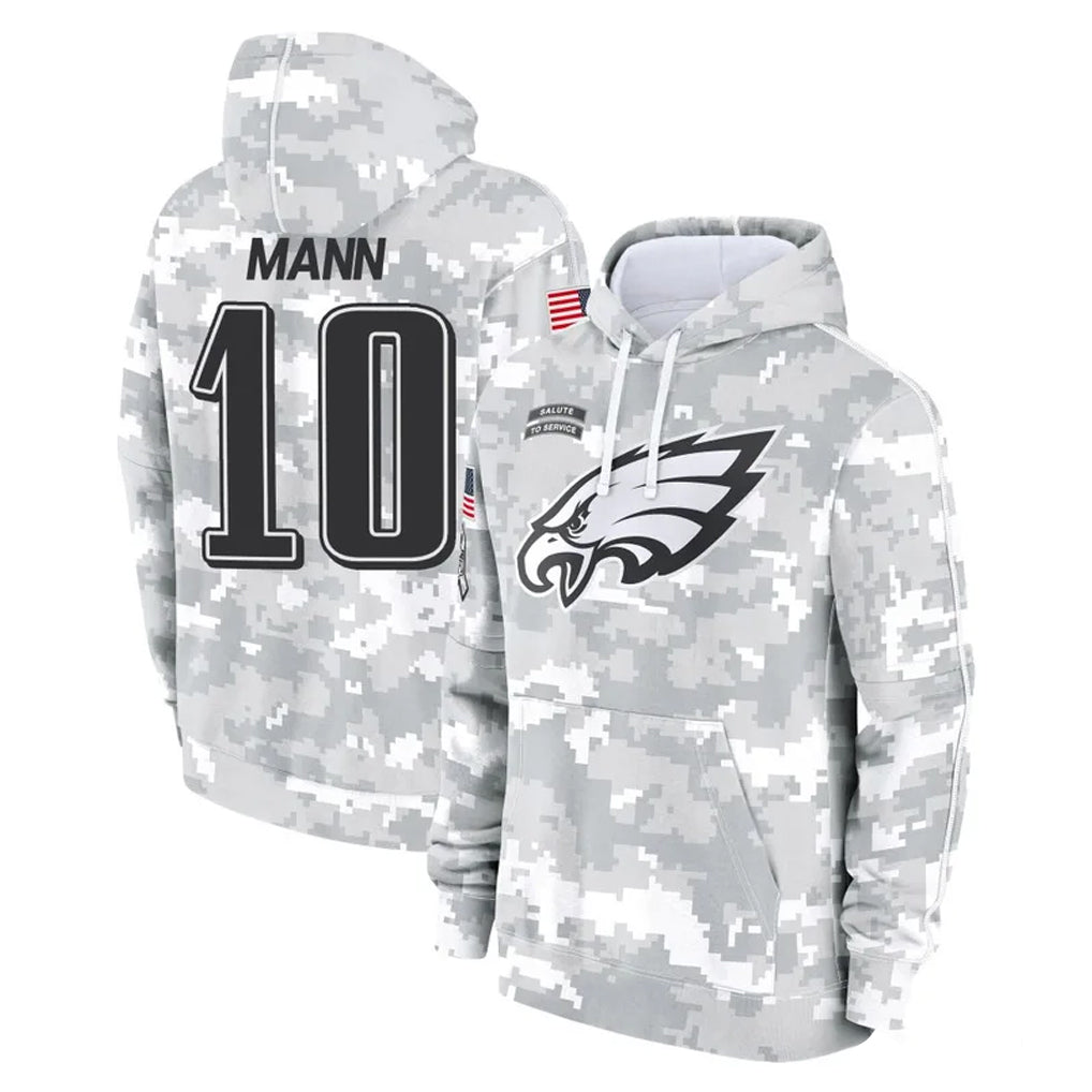 Choea P.Eagles #10 Braden Mann Player Arctic Camo Salute to Service Pullover Hoodies Limited Game Stitched Jerseys
