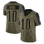 Choea P.Eagles #10 Braden Mann Player Olive Salute To Service Limited Game Stitched Jerseys