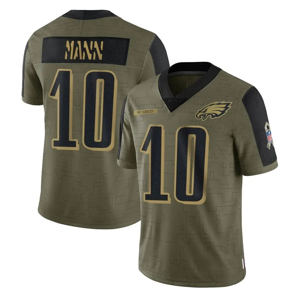 Choea P.Eagles #10 Braden Mann Player Olive Salute To Service Limited Game Stitched Jerseys