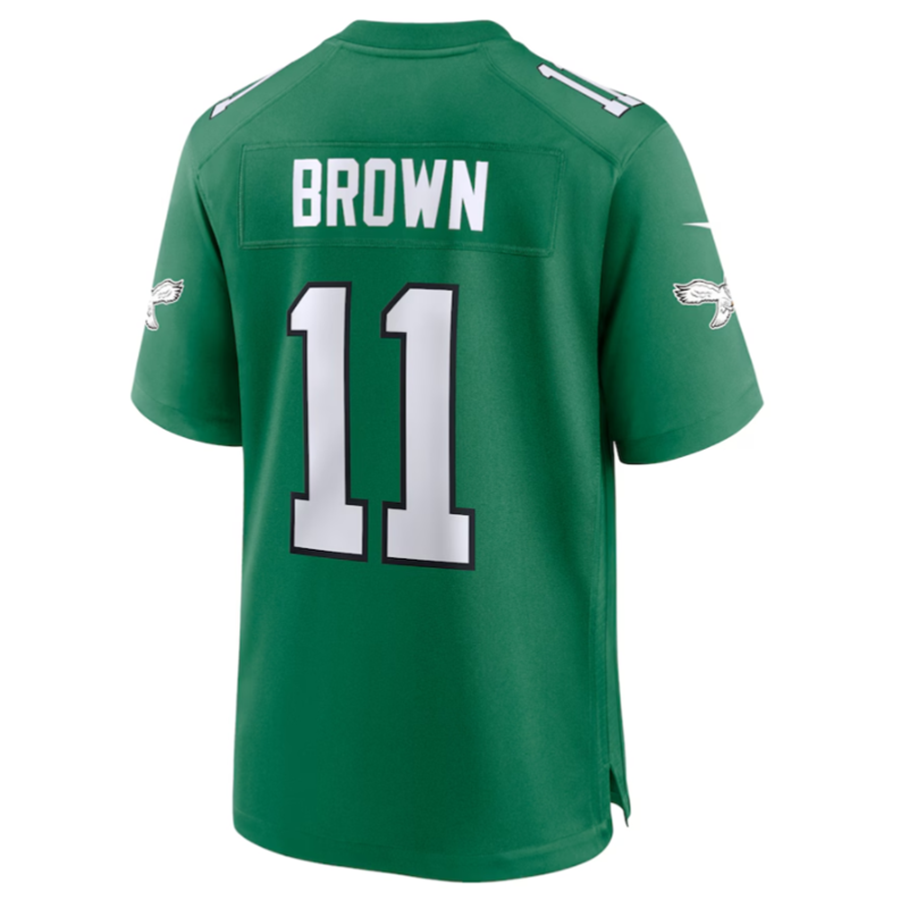 Choea P.Eagles #11 A.J. Brown Green Alternate Game Player Jersey Stitched American Stitched Jersey