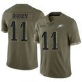 Choea P.Eagles #11 A.J. Brown Player Salute To Service Olive Stitched Jerseys